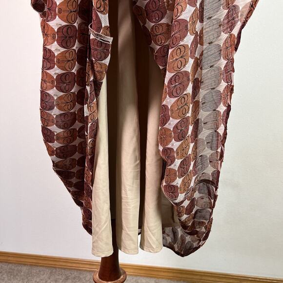 Molly Bracken NWT Maxi Dress Medium Camel Inaya Printed Mask Design Brown Summer - Picture 12 of 16